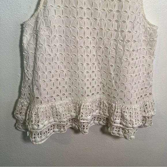 Maeve Anthropologie Monika Beaded Eyelet Sleeveless Peplum Blouse White XS - Picture 5 of 13